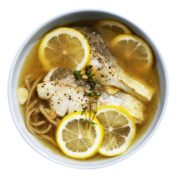 白身魚とレモンのスープ